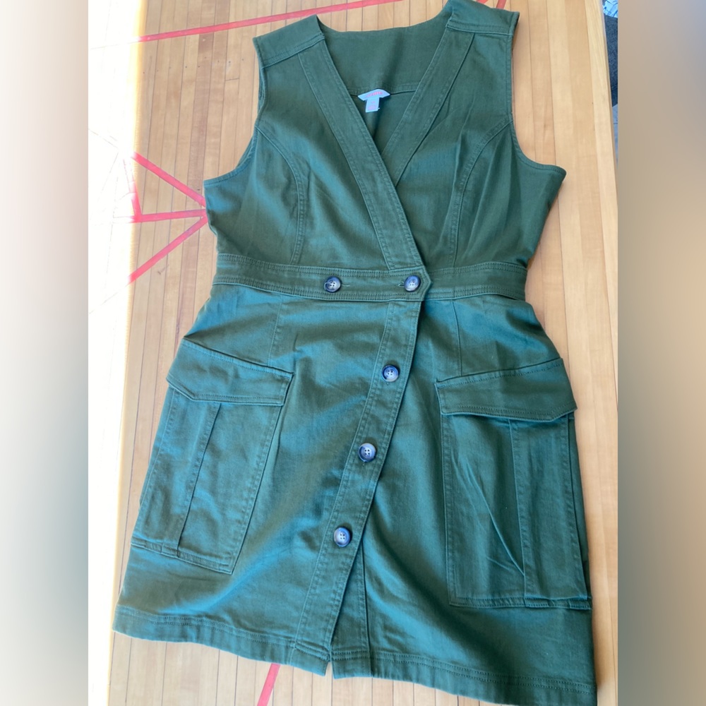 Sexy Green khaki Cargo Dress Large